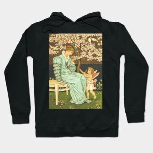 LOVE inspired: A Woman and an Angel by A Blossom Tree, Vintage Painting Hoodie